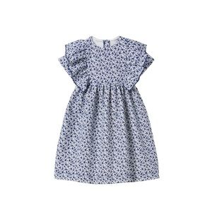 Zara kids printed jacquard short sleeve blue floral dress great condition sz 3-4